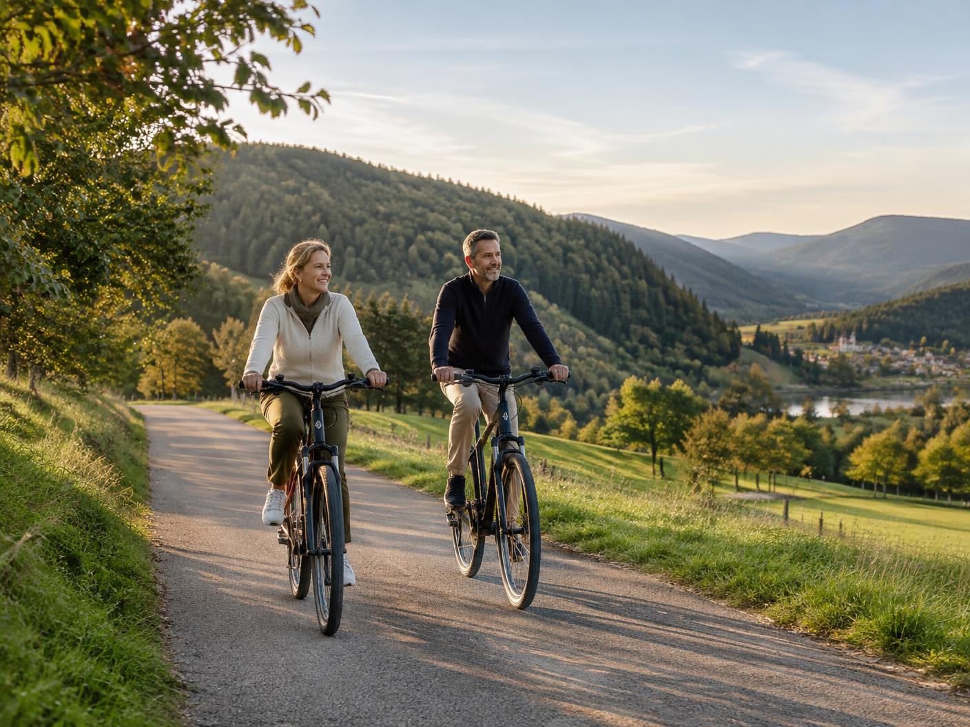 Radfahren in der Landschaft des Südschwarzwalds